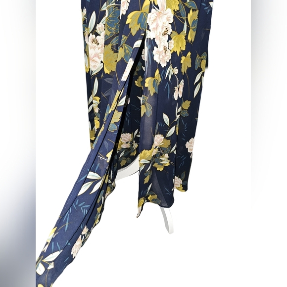 Baltic Born Kia Kimono Maxi Dress Black Floral Chiffon Slit Formal Gown Sz S - Picture 6 of 16